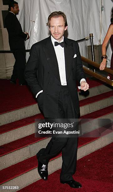 Actor Ralph Fiennes departs the Metropolitan Museum of Art Costume Institute Benefit Gala "AngloMania: Tradition and Transgression in British...