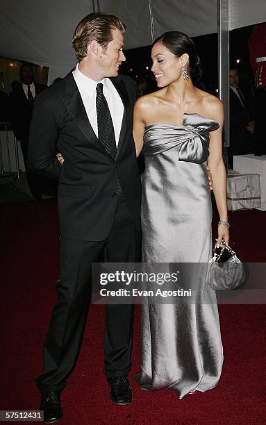 Actress Rosario Dawson and boyfriend Jason Lewis attend the Metropolitan Museum of Art Costume Institute Benefit Gala "AngloMania: Tradition and...