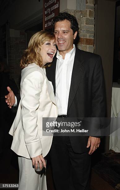 Sharon Lawrence and Dr. Tom Apostle in the lobby of the Geffen Playhouse for the Backstage at the Geffen's Annual Gala on May 1, 2006 in Westwood,...