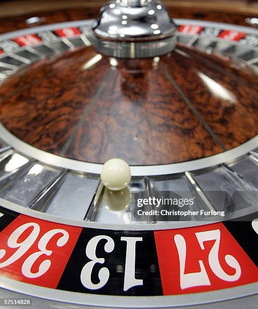 Roullette wheel spins at Blackpool's Fylde College Gaming School on May 2nd Blackpool, England. Blackpool and The Fylde College has become the first...