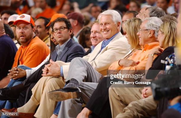 Arizona Wildcats head coach Lute Olson watches the Phoenix Suns game against the Los Angeles Lakers in game two of the Western Conference...