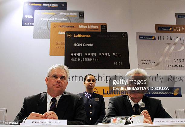 German Airlines Lufthansa's General Manager Werner Heesen , and CEO of Jet Airways, India's largest private airline, Wolfgang Prock-Schauer , address...