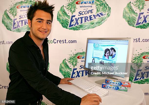 Musician Jesus Navarro of the group Reik poses at the press conference to introduce Crest Whitening Plus Scope Extreme Toothpaste and the launch of...