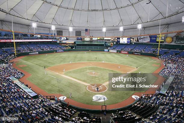 Tropicana Field is shown during the Tampa Bay Devil Rays game against the Boston Red Sox on April 28, 2006 at Tropicana Field in St. Petersburg,...