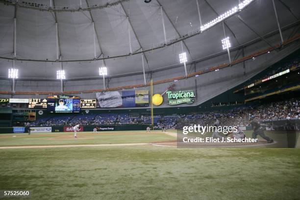 Tropicana Field is shown during the Tampa Bay Devil Rays game against the Boston Red Sox on April 28, 2006 at Tropicana Field in St. Petersburg,...