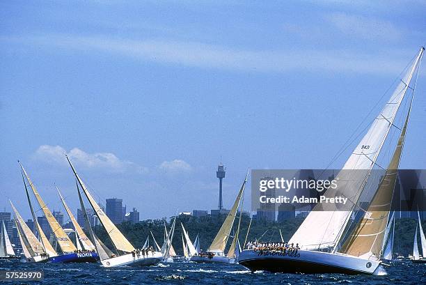 General view of the start of the Sydney to Hobart yacht race December 26, 1998 in Sydney, Australia.