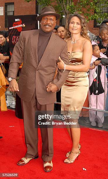 Actor Ving Rhames and wife, Deborah Reed attend the "Mission: Impossible III" premiere in Harlem hosted by BET at the Magic Johnson Theatres on May...