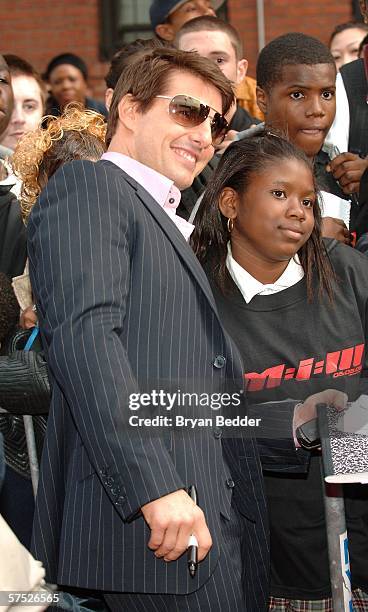 Actor Tom Cruise attends the "Mission: Impossible III" premiere in Harlem hosted by BET at the Magic Johnson Theatres on May 3, 2006 in New York City.