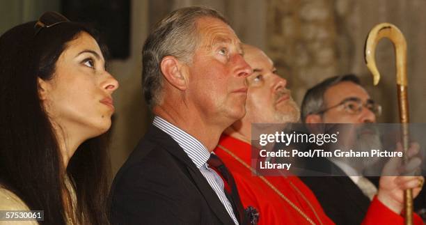 Prince Charles, Prince of Wales is accompanied by Princess Badiya of Jordan, Richard Chartres the Bishop of London and Chief Rabbi Sir Jonathan...