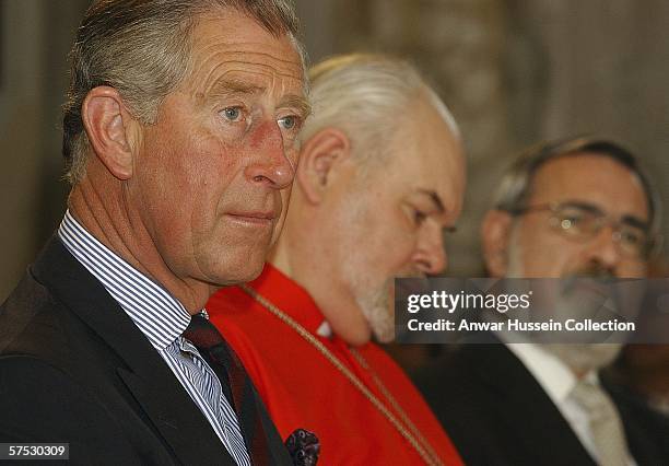 Prince Charles, Prince of Wales and Richard Chartres, the Bishop of London attend the opening of St Ethelburga's Centre for Reconciliation and Peace,...