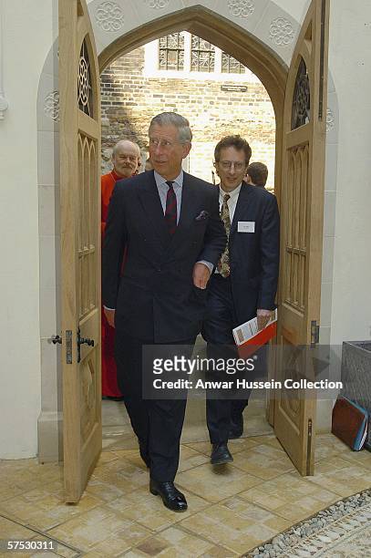 Prince Charles, Prince of Wales looks around St Ethelburga's Centre for Reconciliation and Peace, Bishopsgate, on April 4, 2006 in London, England.