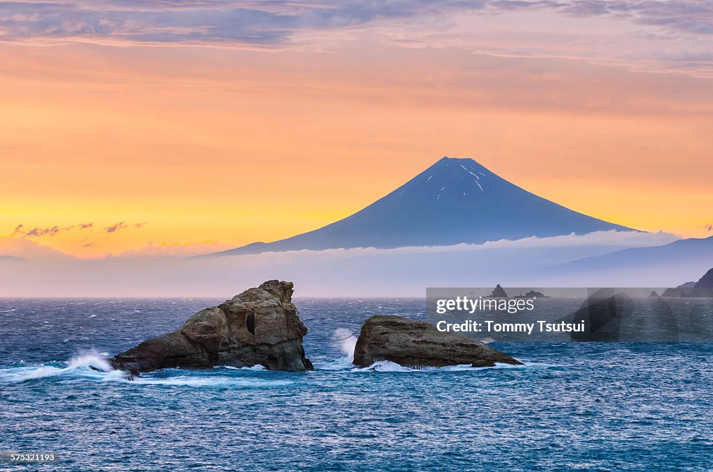 Mount Fuji Rocks Mt Fuji Twin Rocks In The Dramatic Sky High-Res Stock Photo - Getty Images