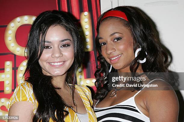 Actresses Vanessa Anne Hudgens and Monique Coleman attend a Q&A session with the cast and producers of the Disney Channel and Walt Disney Home...