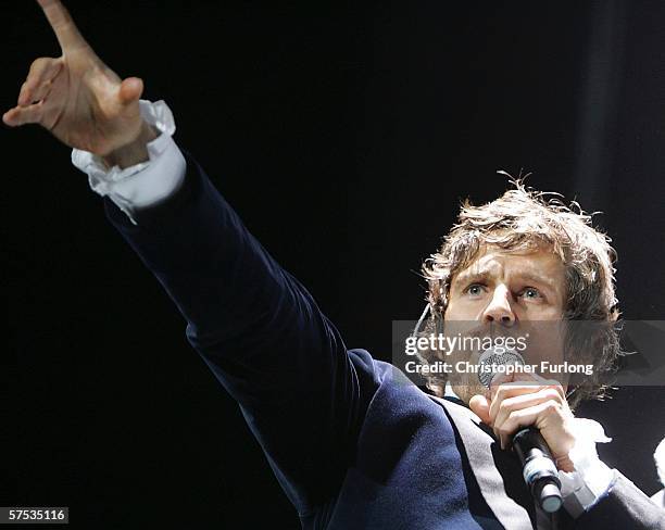 Singer Jason Orange of Take That performs onstage as part of the band's Ultimate Tour 2006 at Manchester Arena on May 4, 2006 in Manchester, England....