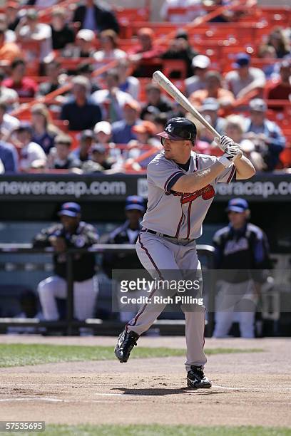 Pete Orr of the Atlanta Braves bats during the game against the New York Mets at Shea Stadium in Flushing, New York on April 19, 2006. The Braves...