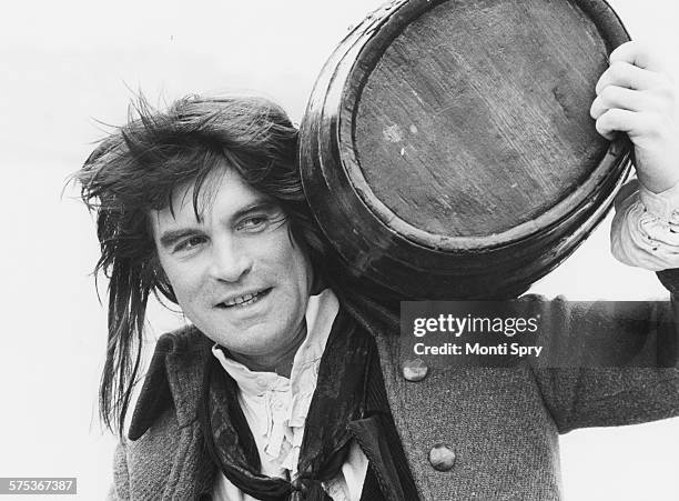 Actor Oliver Tobias in period costume in a scene from the television series 'The Smuggler', April 1st 1981.