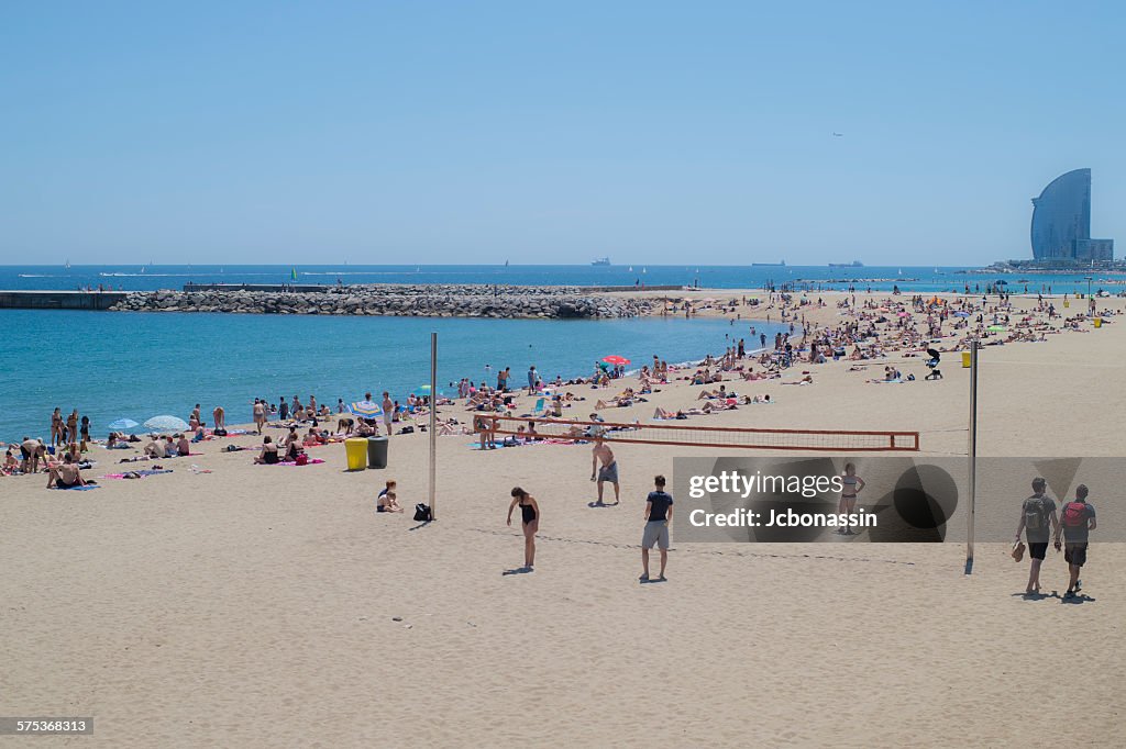 A group of people having fun on the beach