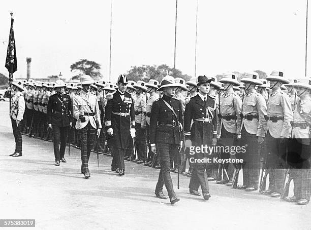 Vice Admiral Sir Alexander Ramsay inspecting the Guard of Honor of the King's Own Scottish Borders, January 4th 1938.