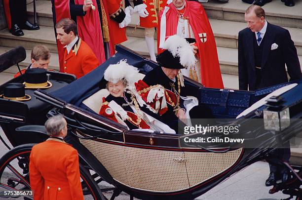 The annual Garter Services procession takes place in Windsor, UK, 16th June 1997. The ceremony is attended by members of the Order of the Garter,...