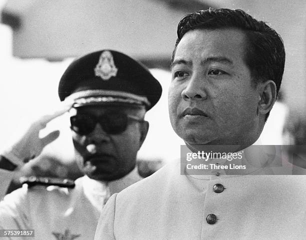 Former Cambodia King Norodom Sihanouk at a naval event, circa 1960.