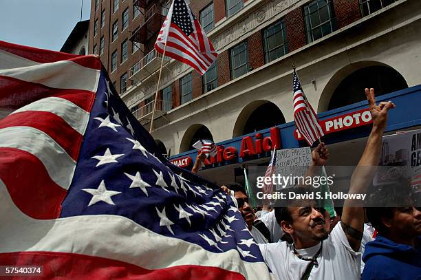 Hundreds of thousands of immigrants demonstrate on May 1, 2006 in downtown Los Angeles, California. The demonstration, called "The Great American...