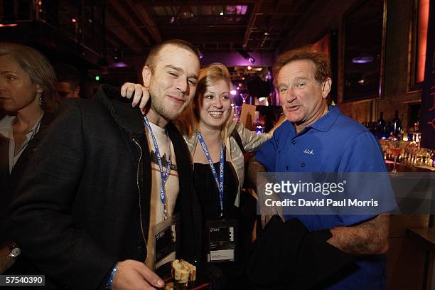 Zach Williams, Alex Mallick and Robin Williams attend the after party for the closing night of the 49th San Francisco International Film Festival on...
