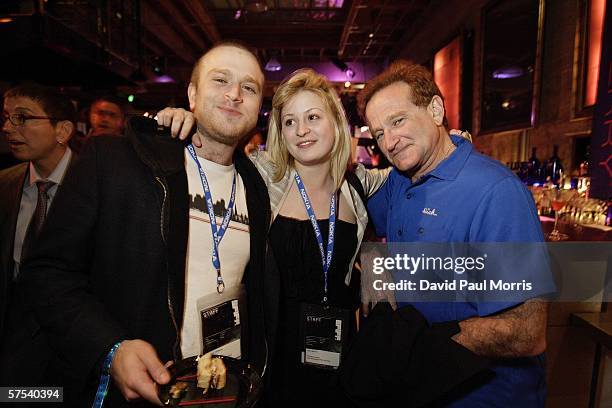 Zach Williams, Alex Mallick and Robin Williams attend the after party for the closing night of the 49th San Francisco International Film Festival on...