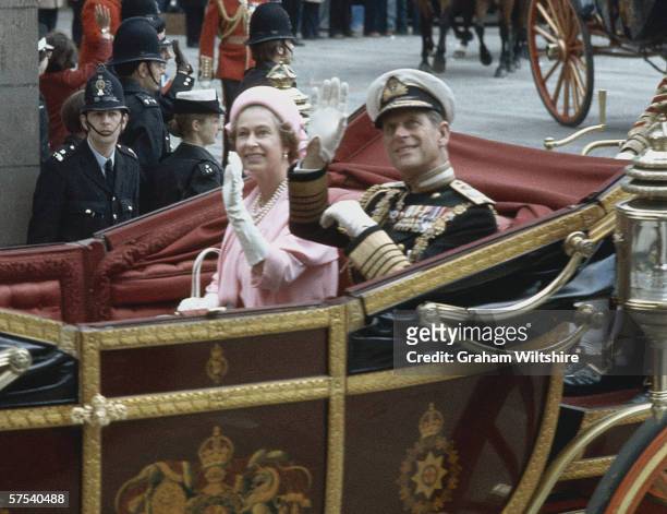 The Queen and Prince Philip at the Guildhall during her Silver Jubilee celebrations, 7th June 1977.