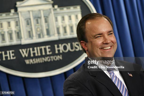 Bush Administration Press Secretary Scott McClellan holds his last official press briefing at the White House May 5, 2006 in Washington, DC....