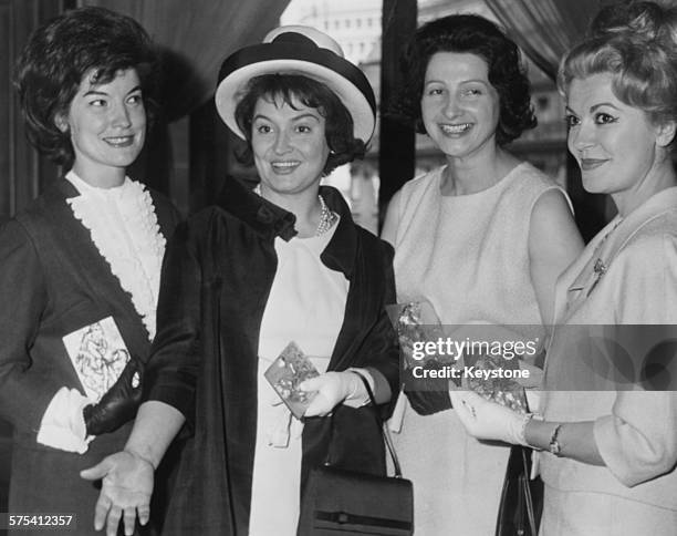 French singers Mady Mesple, Rita Streich, Theresa Schmidt and Jane Rhodes holding their awards, after all winning in different categories at the...