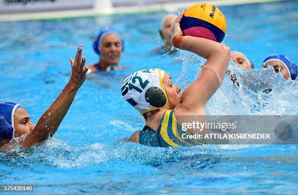 Nicola Zagame of Australia prepares her shot against Tania di Mario of Italy in the 'Hajos' swimming pool of Budapest on July 15, 2016 during a Benu...