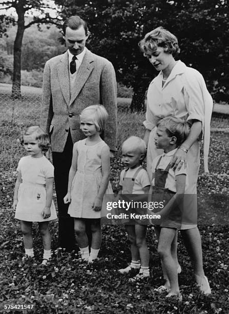 Portrait of Prince Jean of Luxembourg with his wife Princess Josephine and their children; Princess Margaretha, Princess Marie-Astrid, Prince Jean...