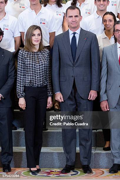 King Felipe VI of Spain and Queen Letizia of Spain attend several audiences at Zarzuela Palace on July 15, 2016 in Madrid, Spain.