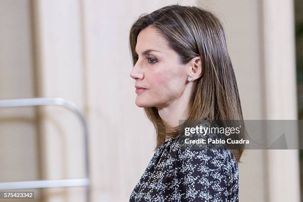 Queen Letizia of Spain attends several audiences at Zarzuela Palace on July 15, 2016 in Madrid, Spain.