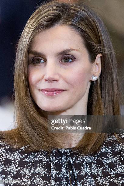 Queen Letizia of Spain attends several audiences at Zarzuela Palace on July 15, 2016 in Madrid, Spain.