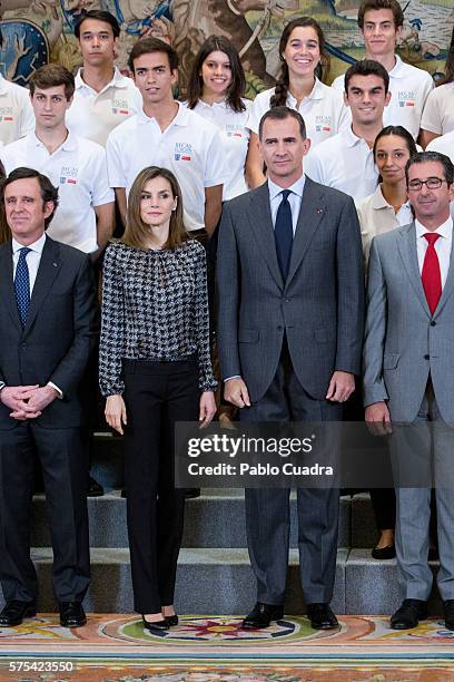 King Felipe VI of Spain and Queen Letizia of Spain attend several audiences at Zarzuela Palace on July 15, 2016 in Madrid, Spain.
