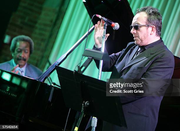 Singer Elvis Costello and pianist Allen Toussaint perform at the Tribeca/ASCAP Music Lounge at the Canal Room May 5, 2006 in New York City.