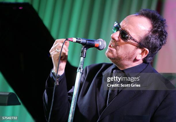 Singer Elvis Costello performs at the Tribeca/ASCAP Music Lounge at the Canal Room May 5, 2006 in New York City.