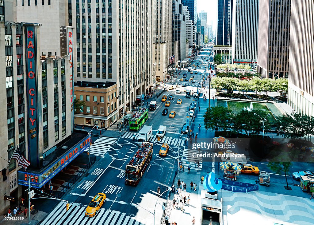 Elevated view of Radio City Music Hall, NYC