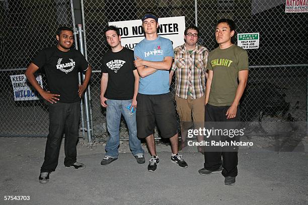 Mirza Begovic, Rob Nobele, Dan Watkins, Khalid Ali, and Nick Dicosta of aNDY pose for photos during day two of Sunfest, Florida's largest music, art,...