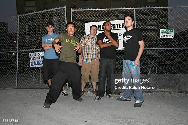 Mirza Begovic, Rob Nobele, Dan Watkins, Khalid Ali, and Nick Dicosta of aNDY pose for photos during day two of Sunfest, Florida's largest music, art,...