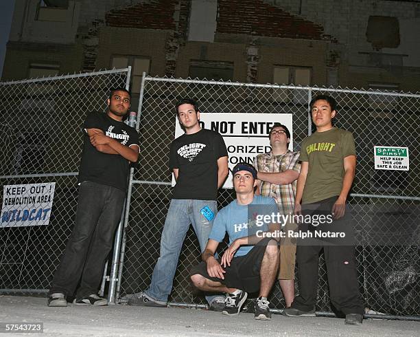 Mirza Begovic, Rob Nobele, Dan Watkins, Khalid Ali, and Nick Dicosta of aNDY pose for photos during day two of Sunfest, Florida's largest music, art,...