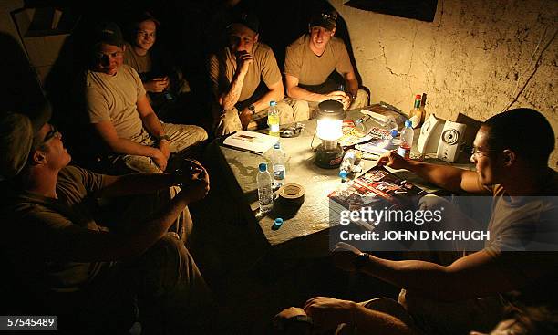 Soldiers from 1st Princess Patricia's Canadian Light Infantry sit around and chat during some rest time at their Forward Operating Base in Northern...