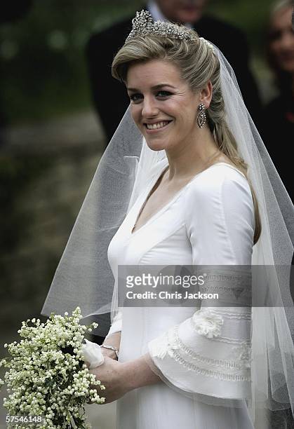Laura Parker Bowles arrives for her wedding to Harry Lopes at St Cyriac's Church, Lacock on May 6, 2006 in Wiltshire, England. 26-year old Laura,...