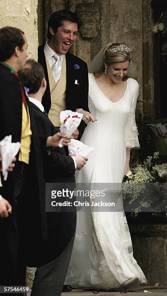 Laura Parker Bowles and Harry Lopes leave St Cyriac's Church, Lacock having been married on May 6, 2006 in Wiltshire, England. 26-year old Laura ,...