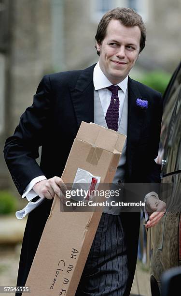 Tom Parker Bowles arrives for the wedding of Laura Parker Bowles and Harry Lopes at St Cyriac's Church, Lacock on May 6, 2006 in Wiltshire, England....