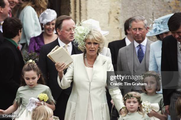 Prince Charles, Prince of Wales and Camilla, Duchess of Cornwall and her ex-husband Andrew Parker-Bowles attend the wedding of the Duchess' daughter,...