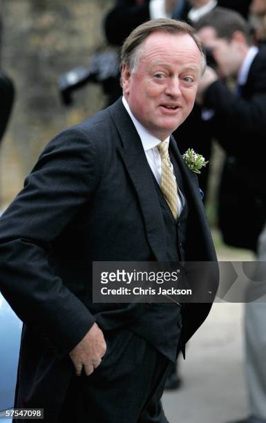Andrew Parker Bowles arrives at St Cyriac's Church, Lacock for the wedding of Harry Lopes and Laura Parker Bowles on May 6, 2006 in Wiltshire,...