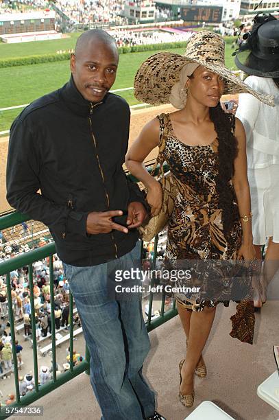 Comedian Dave Chappelle and singer Erykah Badu attend the 132nd Kentucky Derby from the Jockey Club Suites at Churchill Downs May 6, 2006 in...