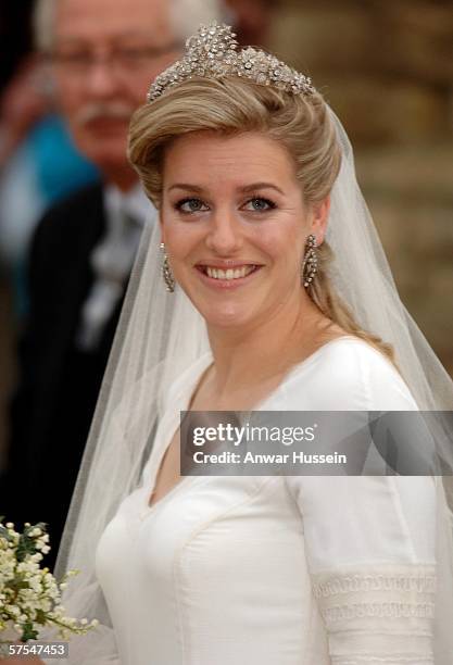 Laura Parker Bowles arrives for her wedding to Harry Lopes at St Cyriac's Church, Lacock on May 6, 2006 in Wiltshire, England. 26-year old Laura ,...